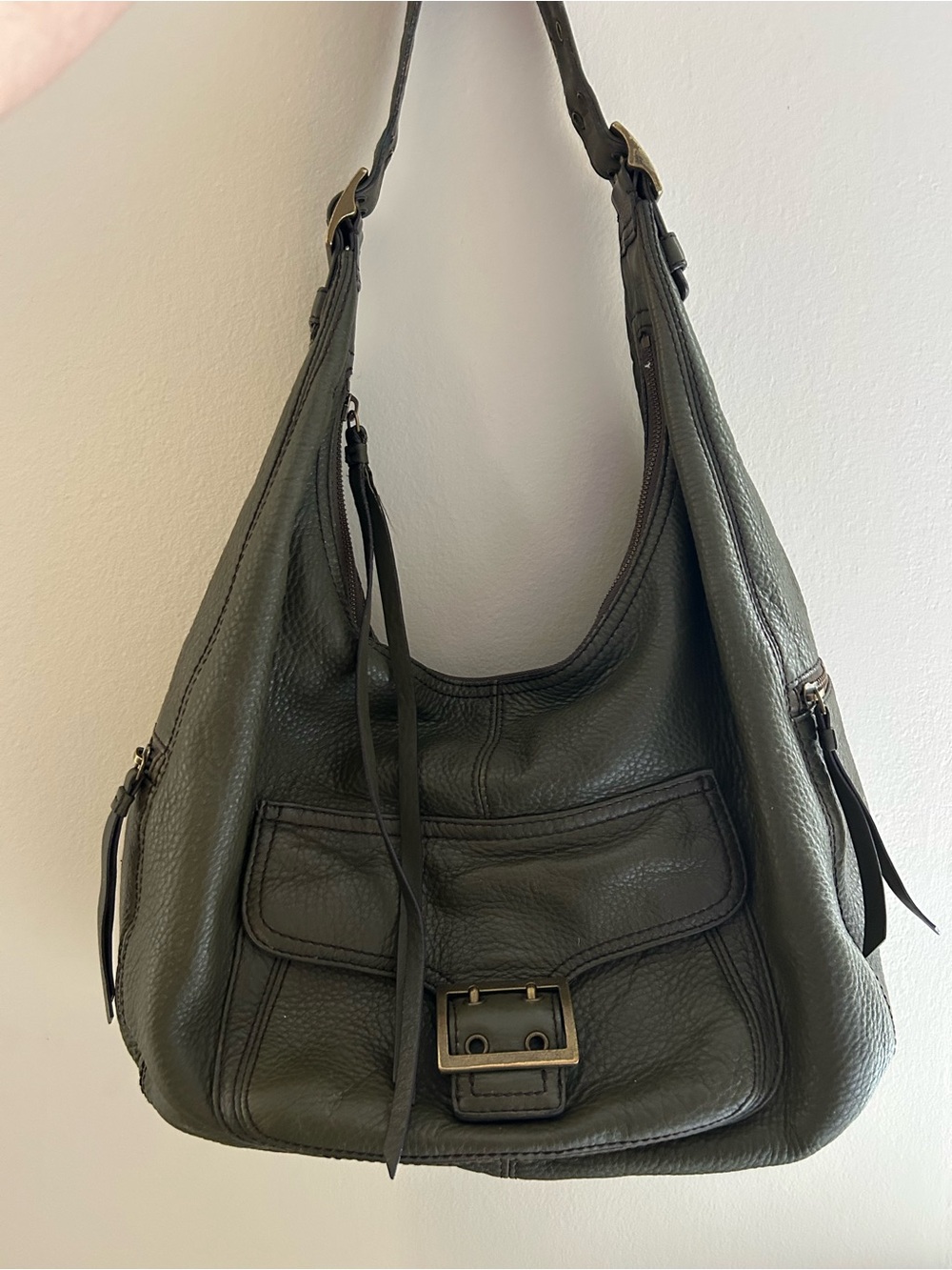 Banana Republic Leather Hobo Shoulder Bag - Dark Olive